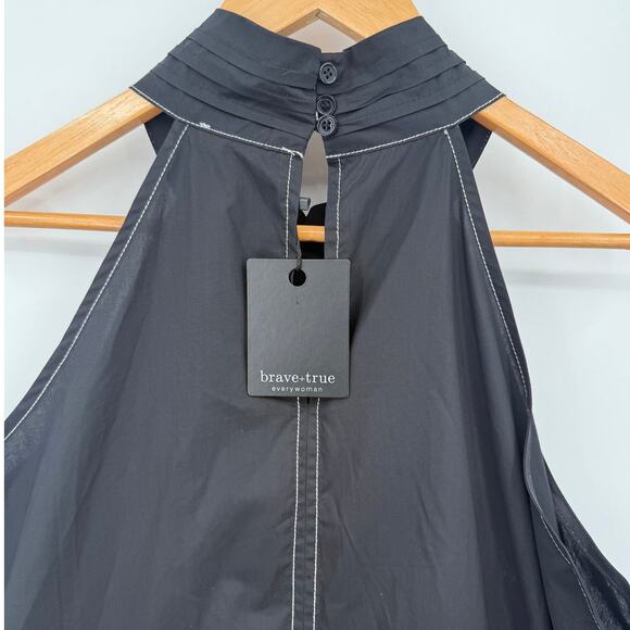 NWT Brave + True Women's Rose All Day Dress Halter Black Flowy Sleeveless - Picture 8 of 16